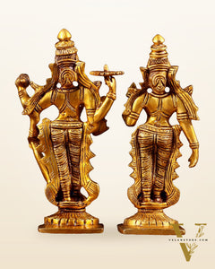 Brass Standing Vishnu and Lakshmi Idols 6 inch