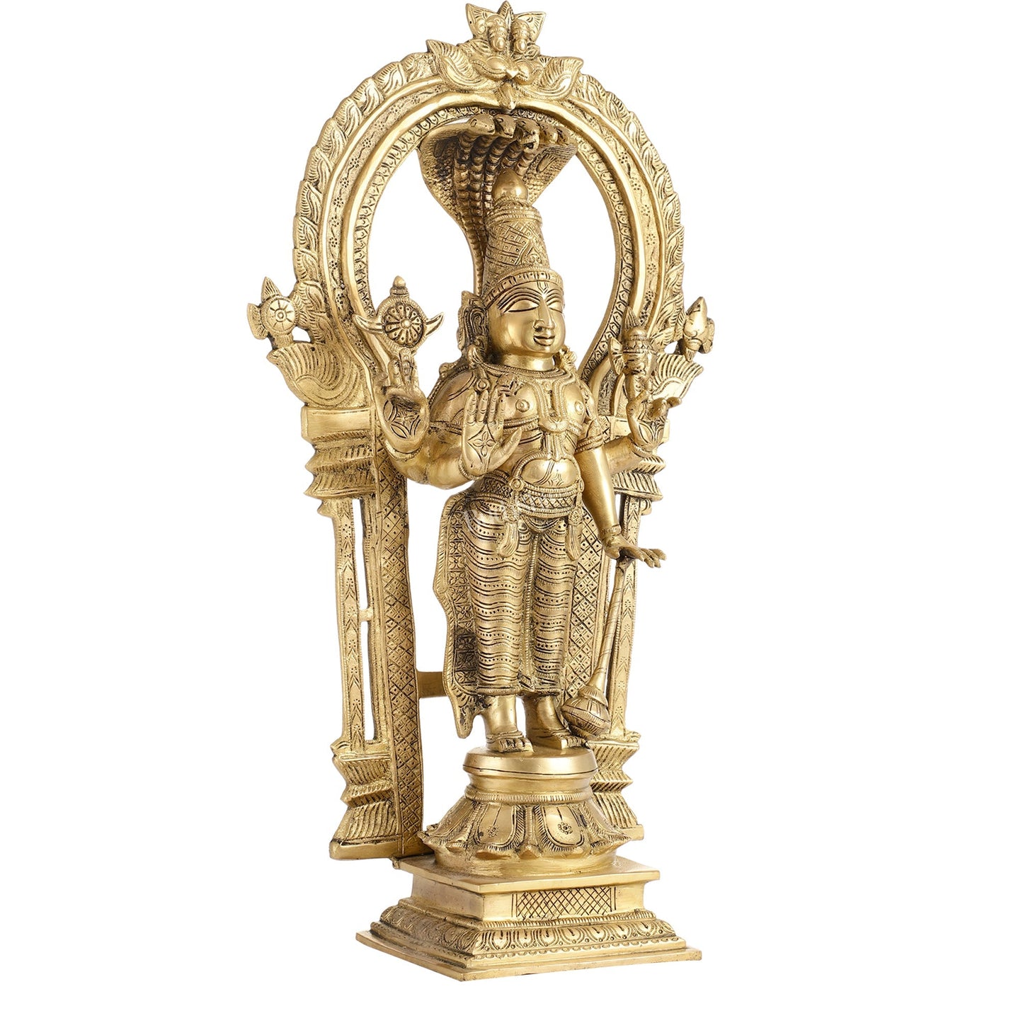Brass Standing Vishnu with Sheshanaaga and Prabhavali
