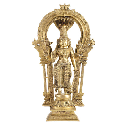 Brass Standing Vishnu with Sheshanaaga and Prabhavali