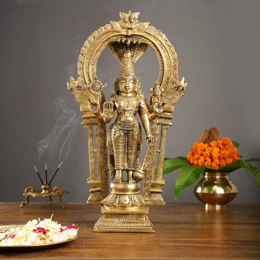 Brass Standing Vishnu with Sheshanaaga and Prabhavali
