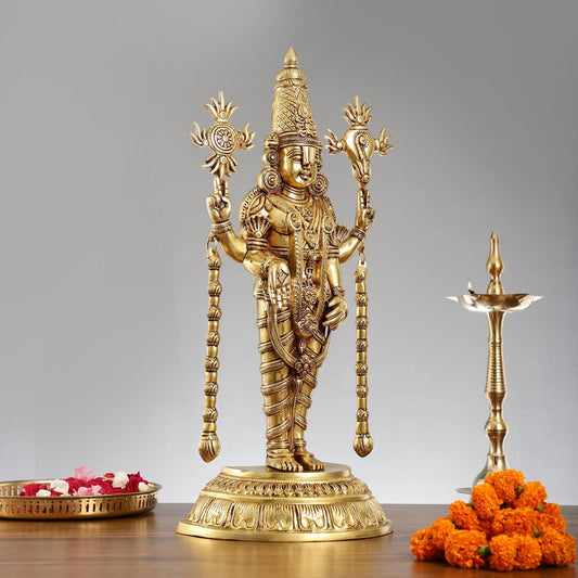 Exquisite 24-Inch Lord Tirupati Balaji Brass Statue