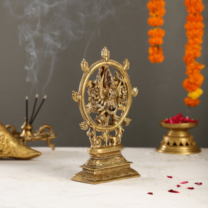 Brass Sudharashna Chakara Vishnu and Narsimha Chakrathazhwar 9.5"