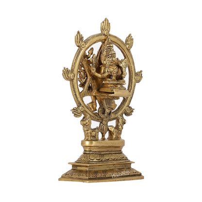 Brass Sudharashna Chakara Vishnu and Narsimha Chakrathazhwar 9.5"