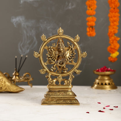 Brass Sudharashna Chakara Vishnu and Narsimha Chakrathazhwar 9.5"