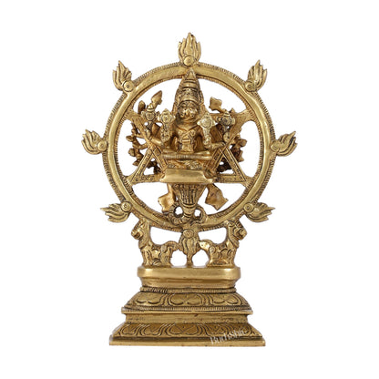 Brass Sudharashna Chakara Vishnu and Narsimha Chakrathazhwar 9.5"