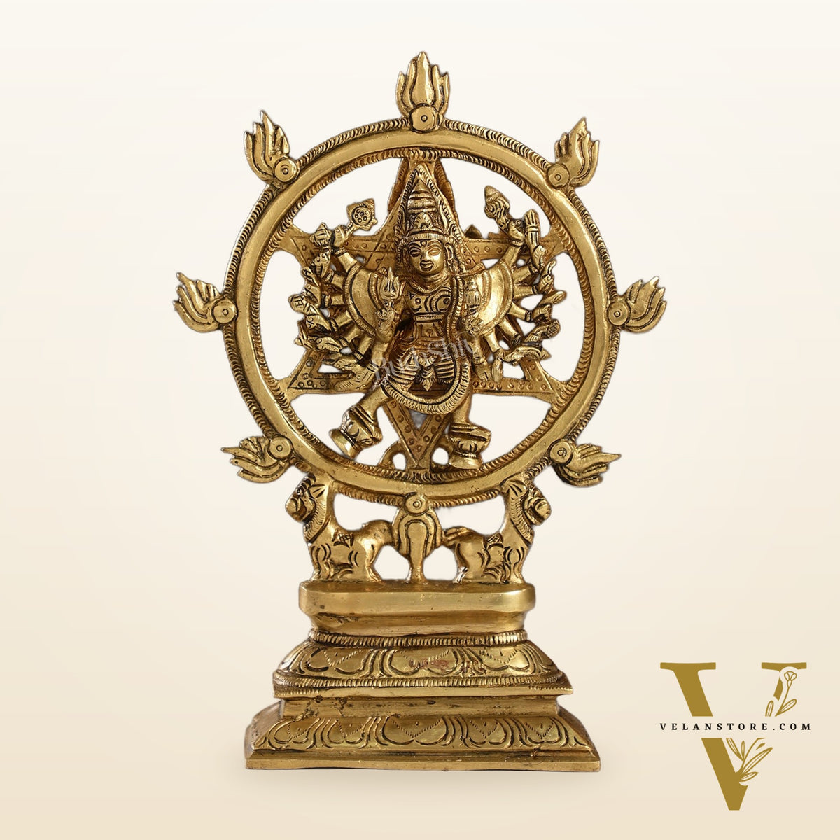 Brass Sudharashna Chakara Vishnu and Narsimha Chakrathazhwar 9.5"
