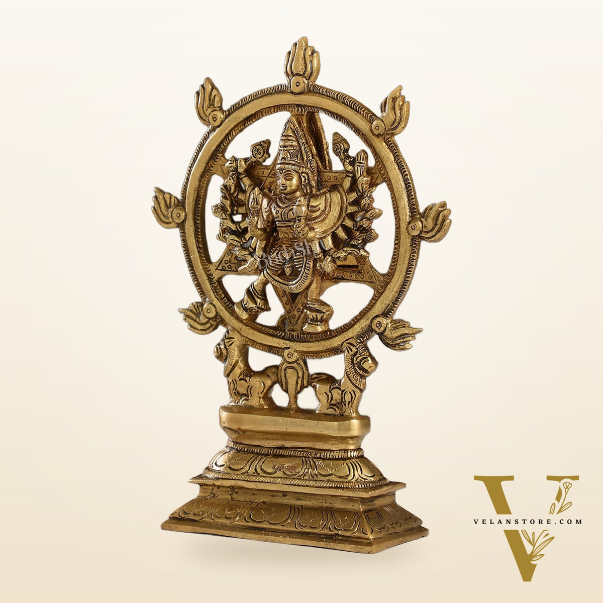 Brass Sudharashna Chakara Vishnu and Narsimha Chakrathazhwar 9.5"