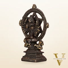 Brass Sudharashna Chakara Vishnu and Narsimha Chakrathazhwar 4" black