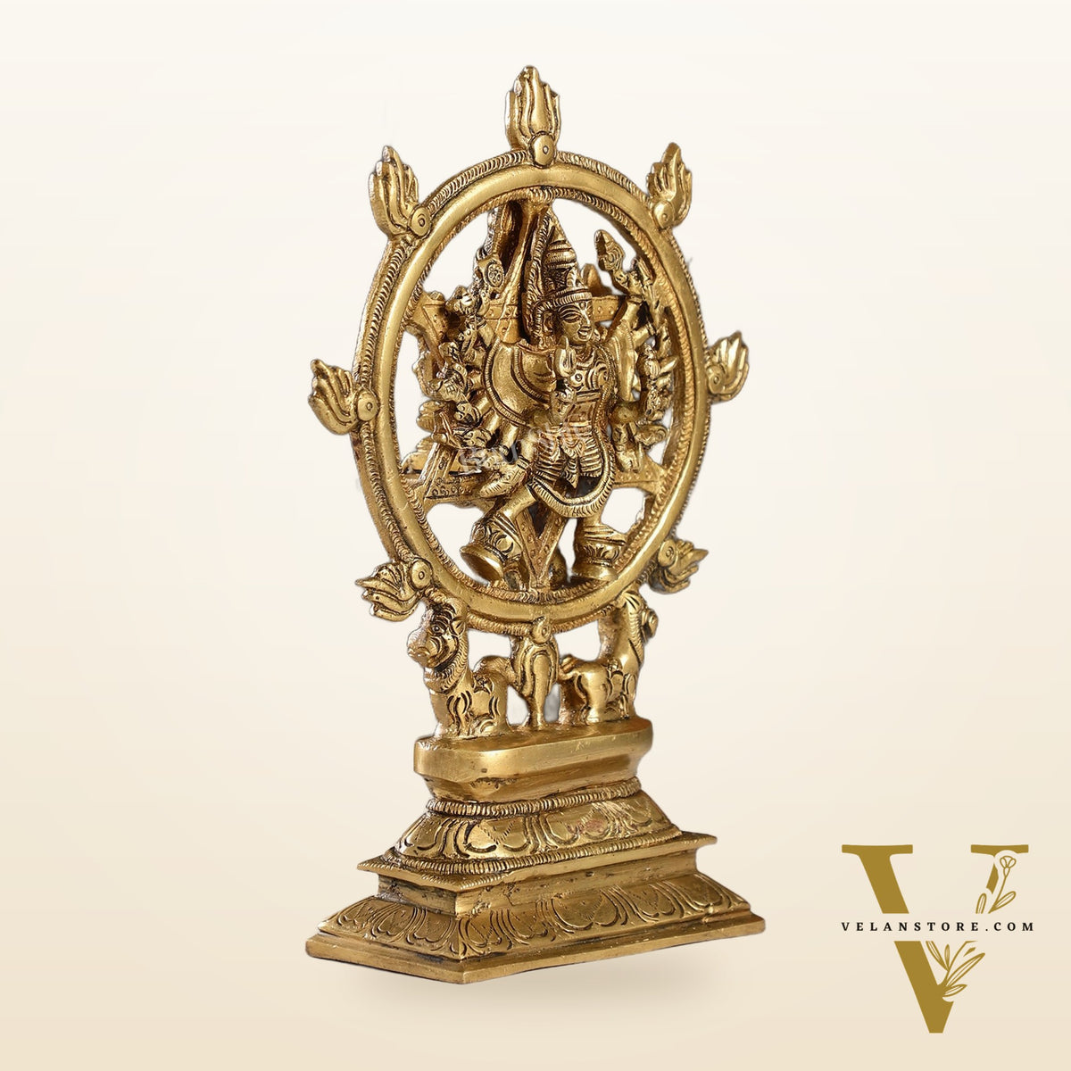 Brass Sudharashna Chakara Vishnu and Narsimha Chakrathazhwar 9.5"