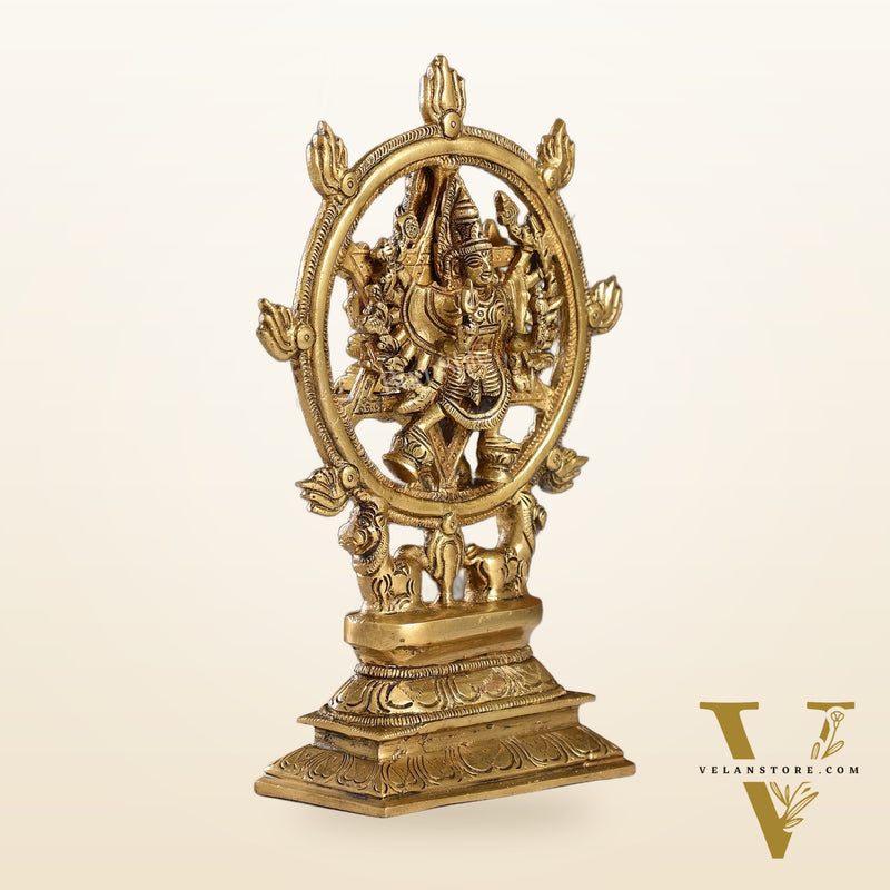Brass Sudharashna Chakara Vishnu and Narsimha Chakrathazhwar 9.5"