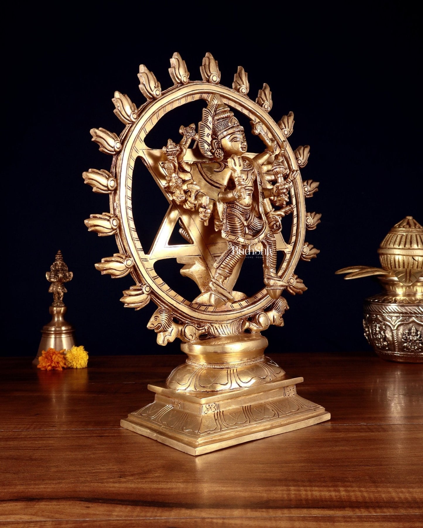 Brass Sudharshana Chakara Vishnu and Narsimha Chakrathazhwar large 13.5"