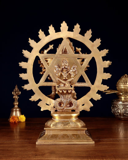 Brass Sudharshana Chakara Vishnu and Narsimha Chakrathazhwar large 13.5"