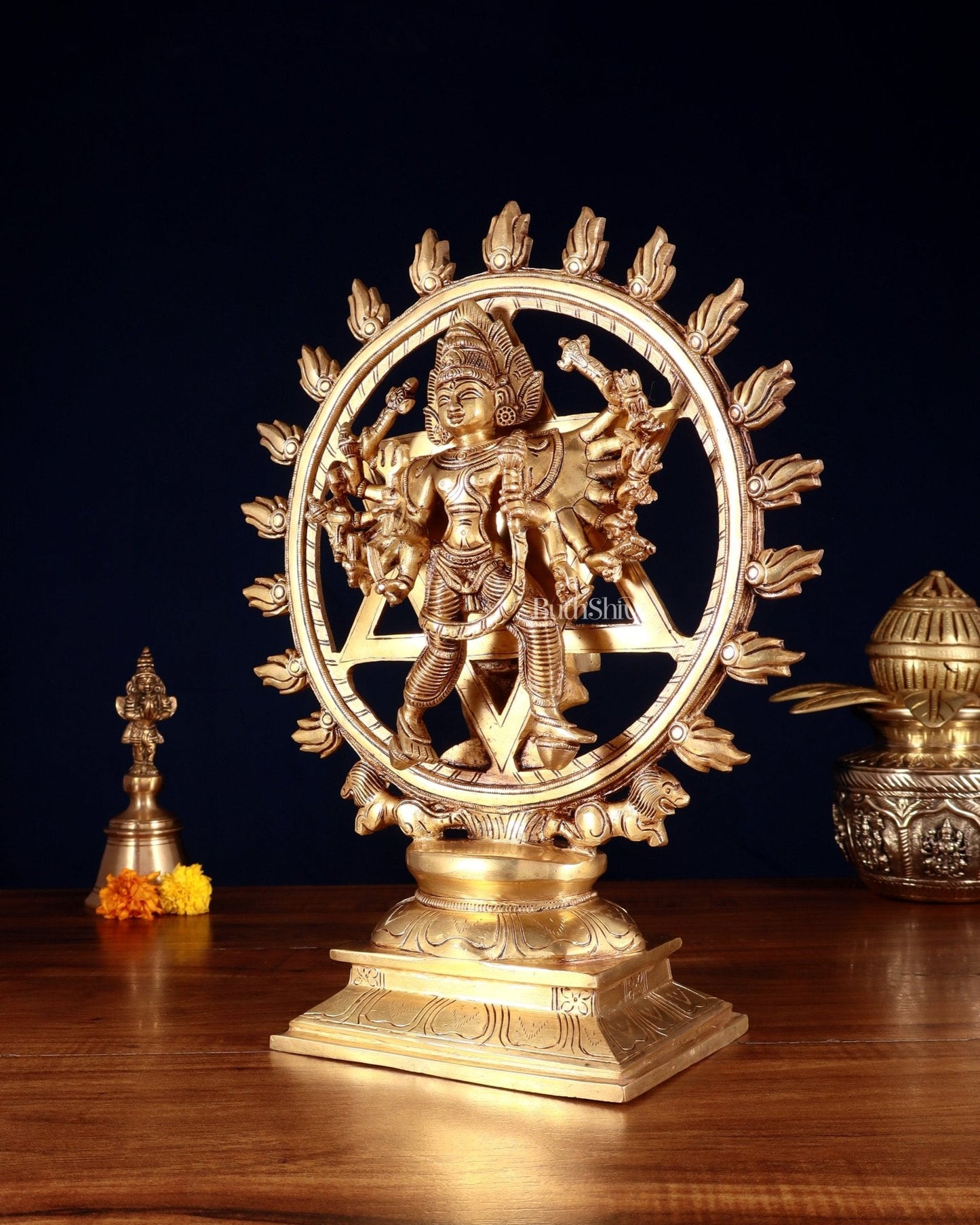 Brass Sudharshana Chakara Vishnu and Narsimha Chakrathazhwar large 13.5"