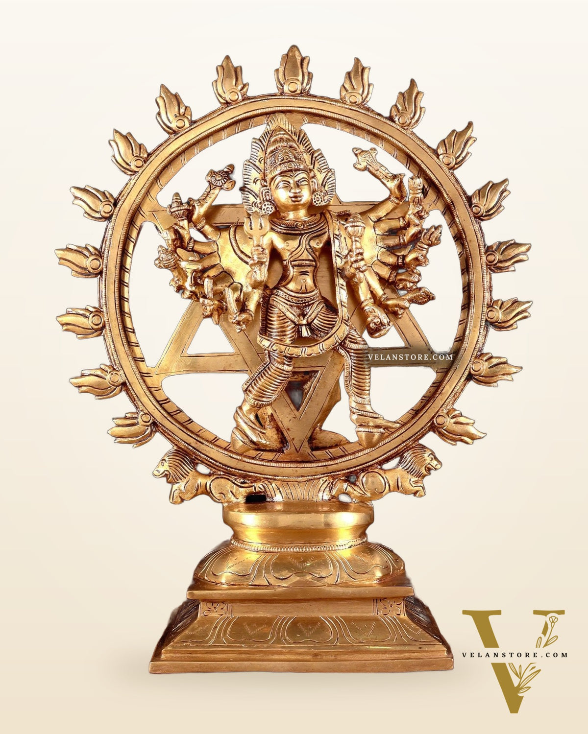 Brass Sudharshana Chakara Vishnu and Narsimha Chakrathazhwar large 13.5"