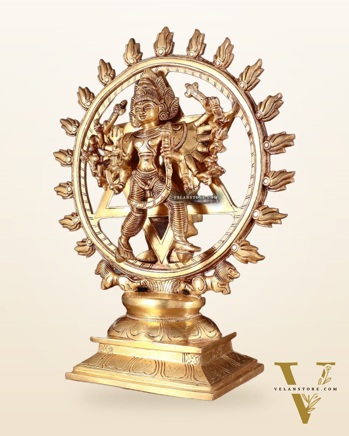Brass Sudharshana Chakara Vishnu and Narsimha Chakrathazhwar large 13.5"