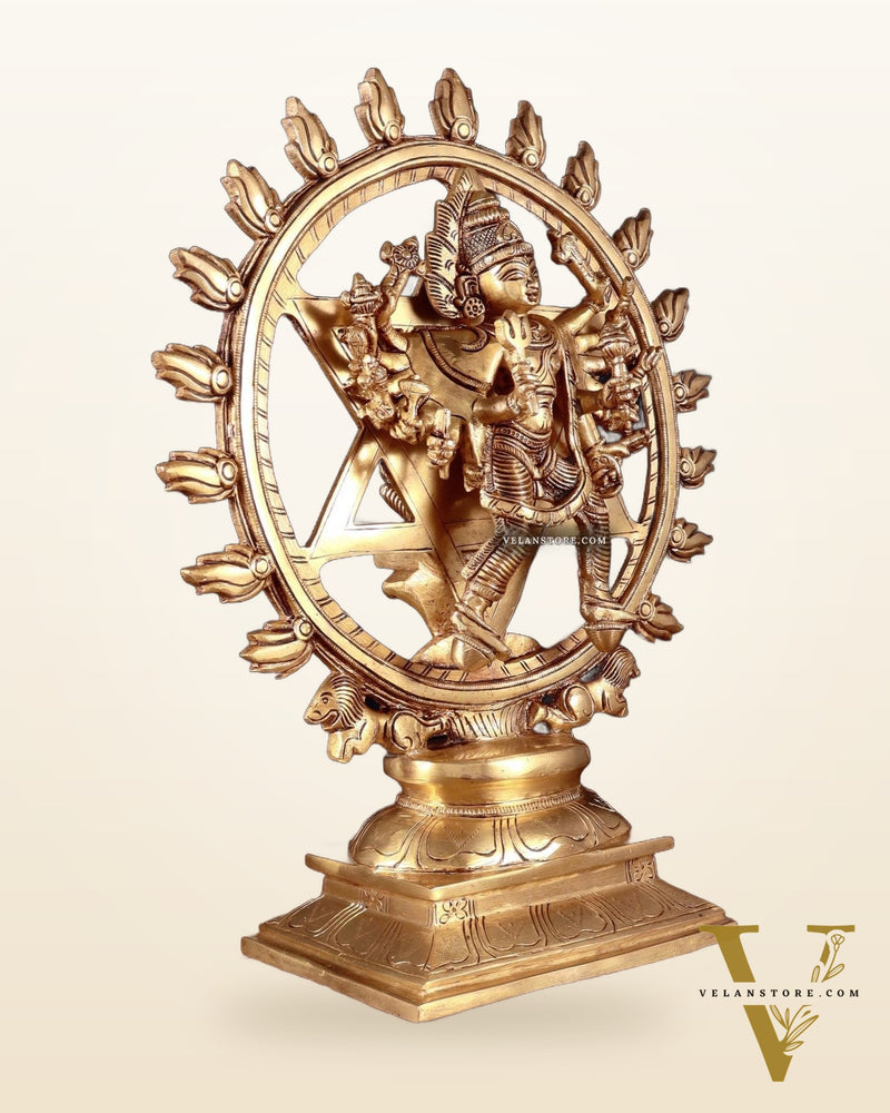 Brass Sudharshana Chakara Vishnu and Narsimha Chakrathazhwar large 13.5"