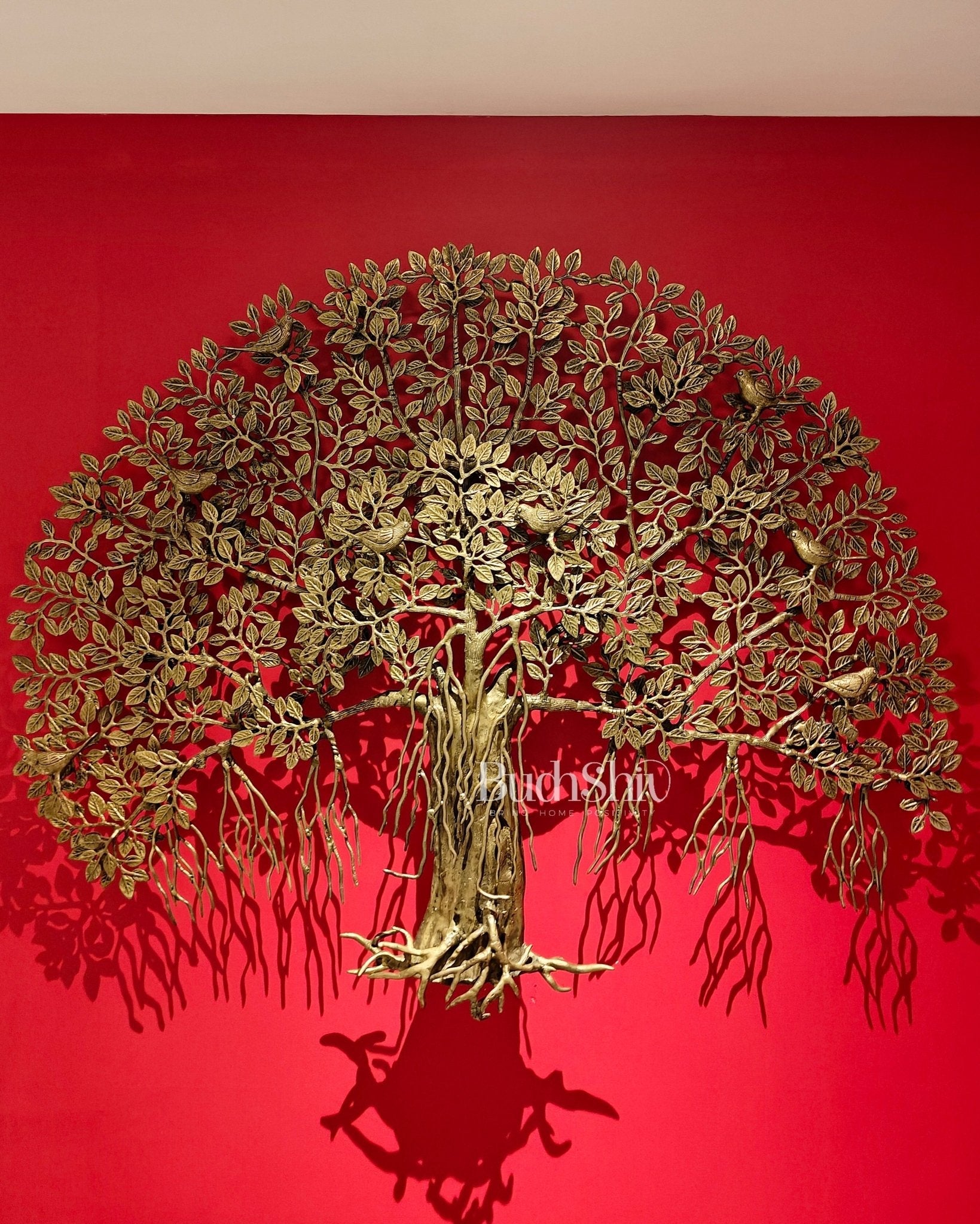 Brass Superfine 3D Kalpavriksha wall hanging tree 44 inch