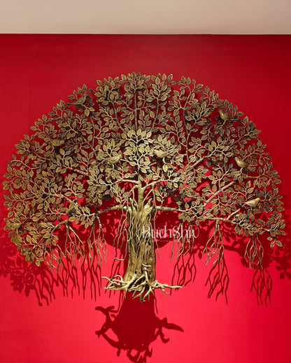 Brass Superfine 3D Kalpavriksha wall hanging tree 44 inch
