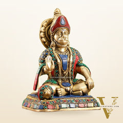 Brass superfine Aashirwaad Lord Hanuman murti 6.5 inch