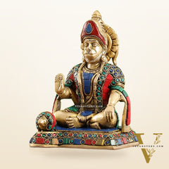 Brass superfine Aashirwaad Lord Hanuman murti 6.5 inch