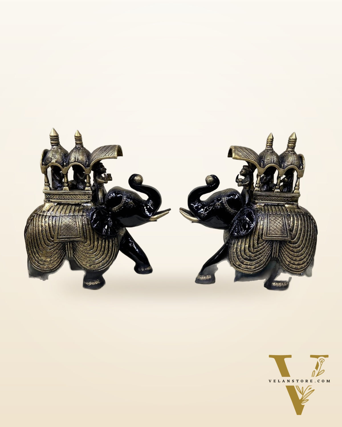 Brass Superfine Ambari Elephant pair 12"