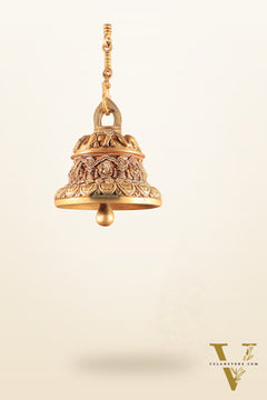 Brass Superfine Ashta Vinayaka Ganesha Hanging Temple Bell with Elephant Carvings