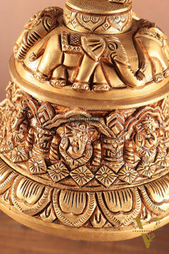 Brass Superfine Ashta Vinayaka Ganesha Hanging Temple Bell with Elephant Carvings