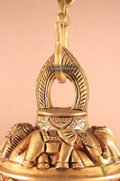 Brass Superfine Ashta Vinayaka Ganesha Hanging Temple Bell with Elephant Carvings