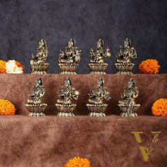Brass Superfine Ashtalakshmi Idols - 3 Inch, Eight Forms of Goddess Lakshmi