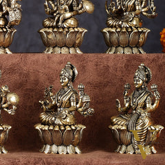 Brass Superfine Ashtalakshmi Idols - 3 Inch, Eight Forms of Goddess Lakshmi