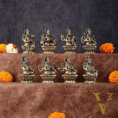 Brass Superfine Ashtalakshmi Idols - 3 Inch, Eight Forms of Goddess Lakshmi