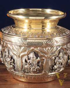 Brass Superfine Ashtalakshmi Kalash | Handcrafted Divine Pot