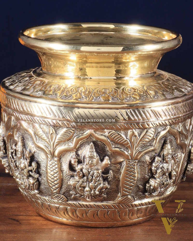 Brass Superfine Ashtalakshmi Kalash | Handcrafted Divine Pot