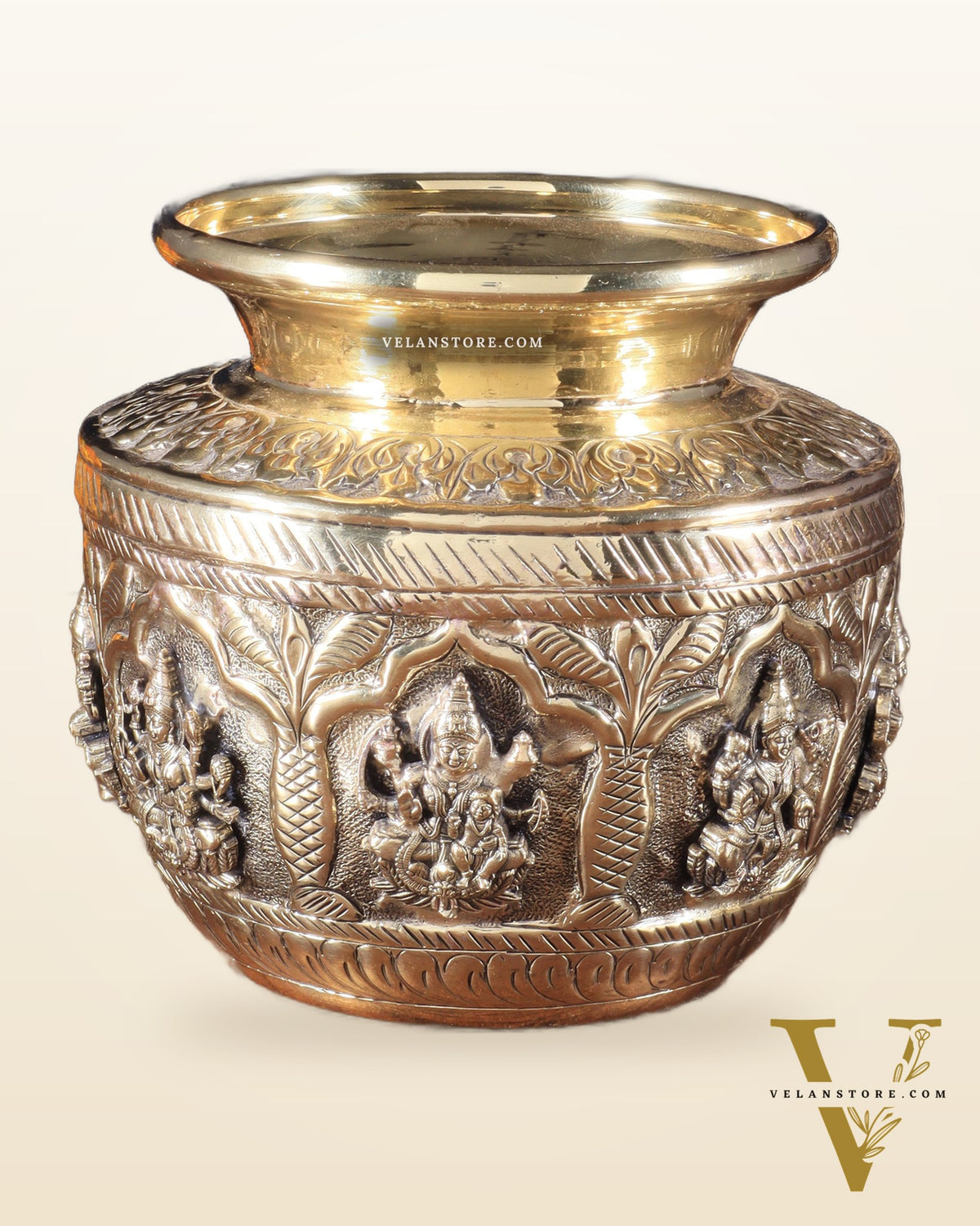 Brass Superfine Ashtalakshmi Kalash | Handcrafted Divine Pot