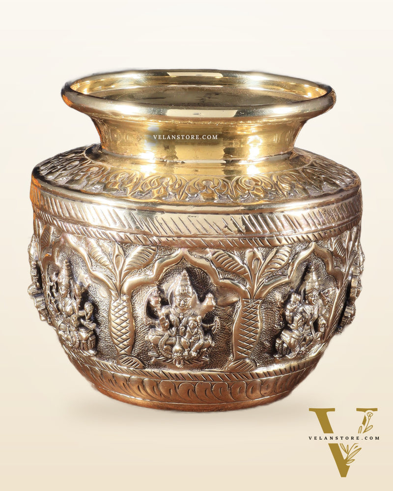 Brass Superfine Ashtalakshmi Kalash | Handcrafted Divine Pot