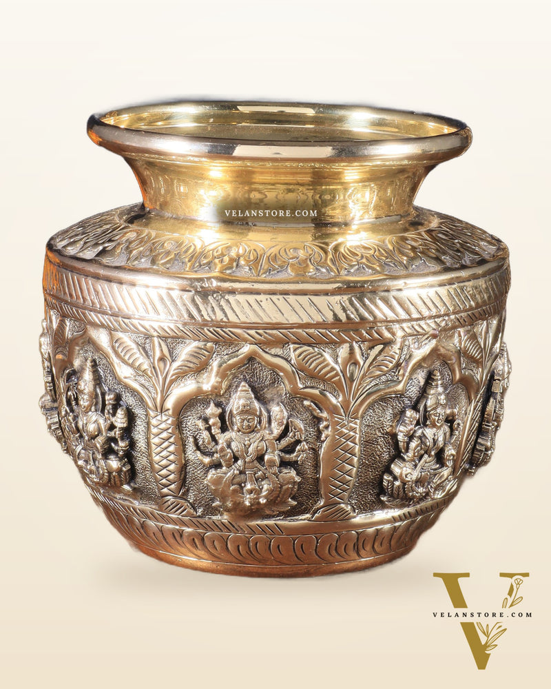 Brass Superfine Ashtalakshmi Kalash | Handcrafted Divine Pot