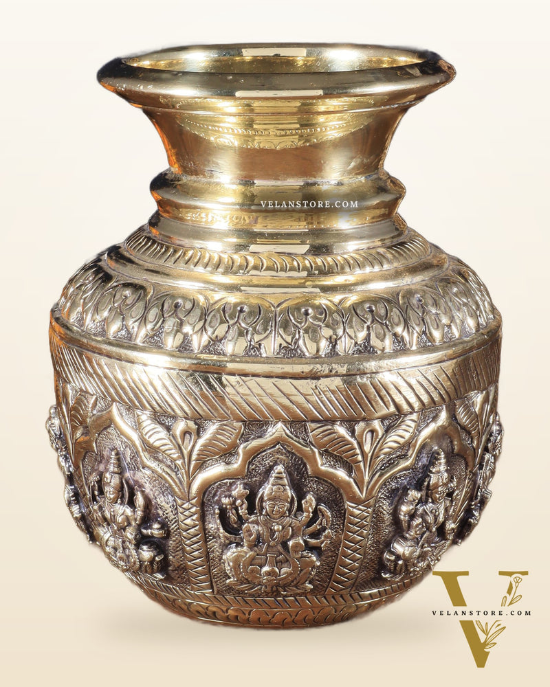 Brass Superfine Ashtalakshmi Kalash | Intricately Handcrafted