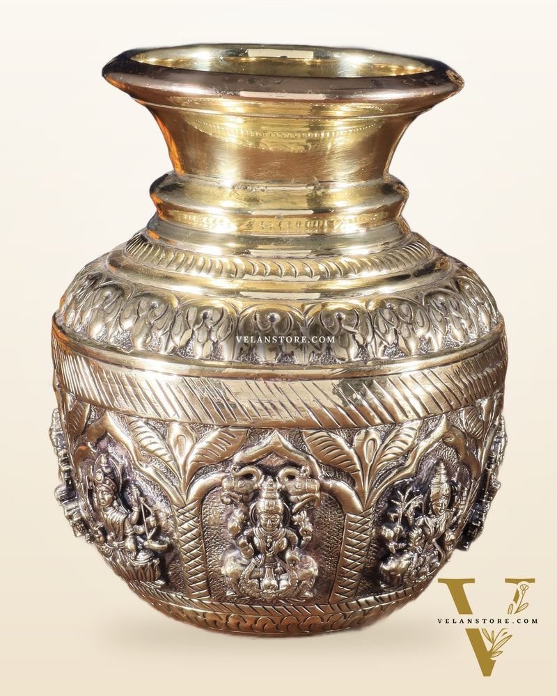 Brass Superfine Ashtalakshmi Kalash | Intricately Handcrafted