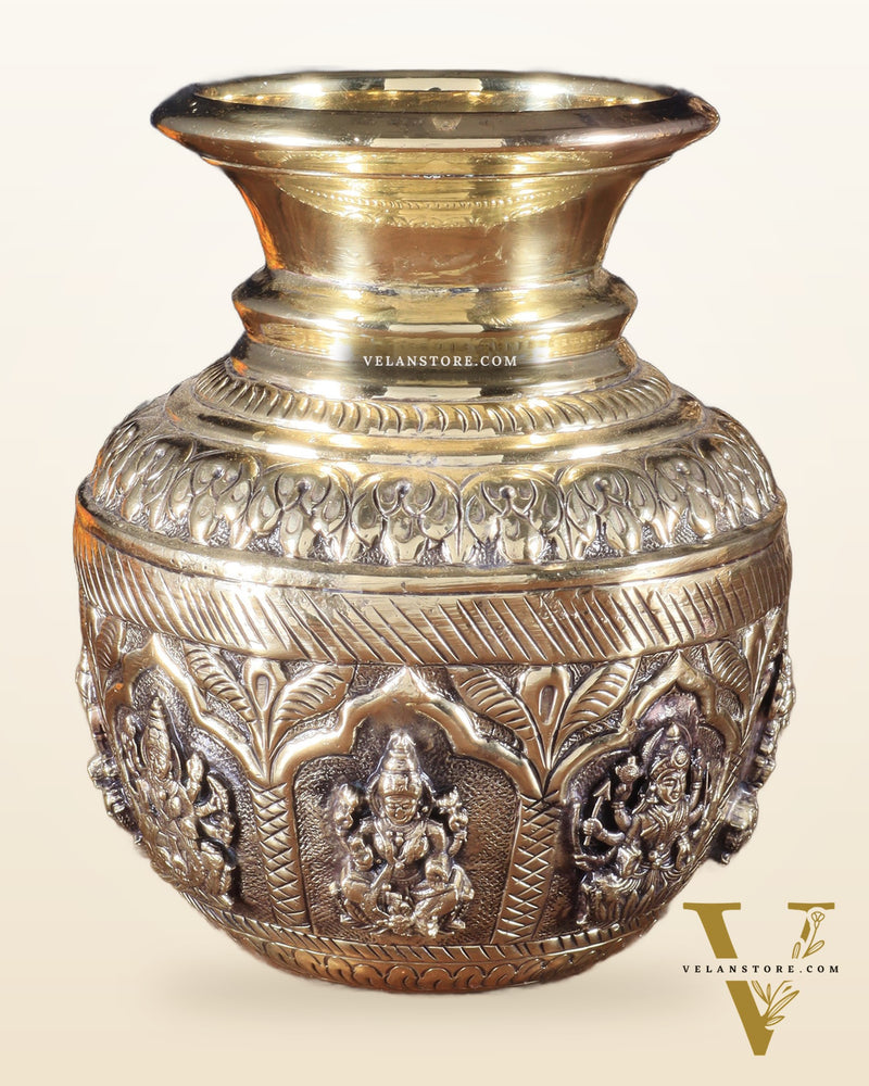 Brass Superfine Ashtalakshmi Kalash | Intricately Handcrafted