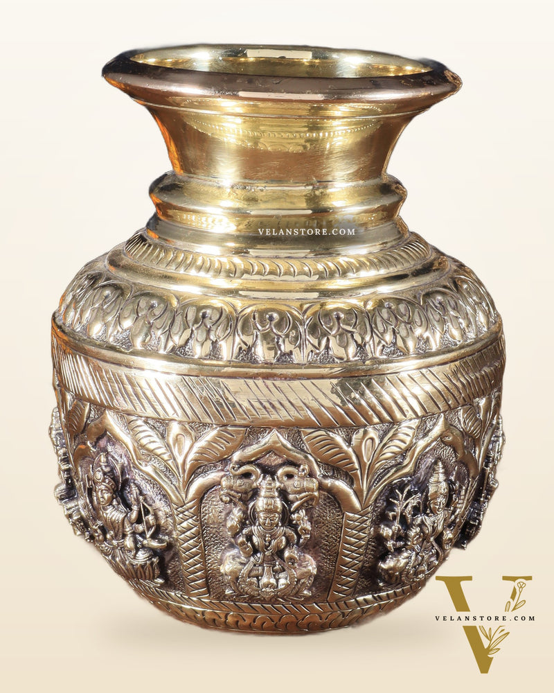 Brass Superfine Ashtalakshmi Kalash | Intricately Handcrafted