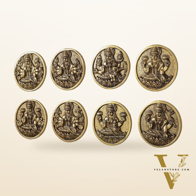 Brass Superfine Ashtalakshmi Round Wall Hangings Set - 4x4 inch