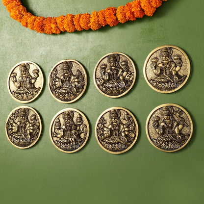 Brass Superfine Ashtalakshmi Round Wall Hangings Set - 4x4 inch