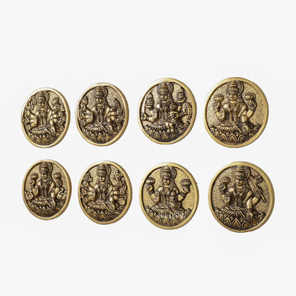 Brass Superfine Ashtalakshmi Round Wall Hangings Set - 4x4 inch