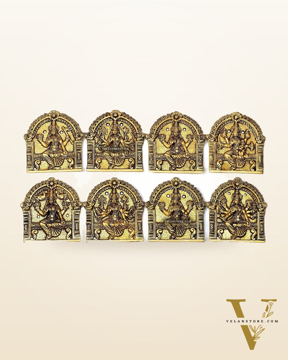 Brass superfine Ashtalakshmi wall hanging 6 inches