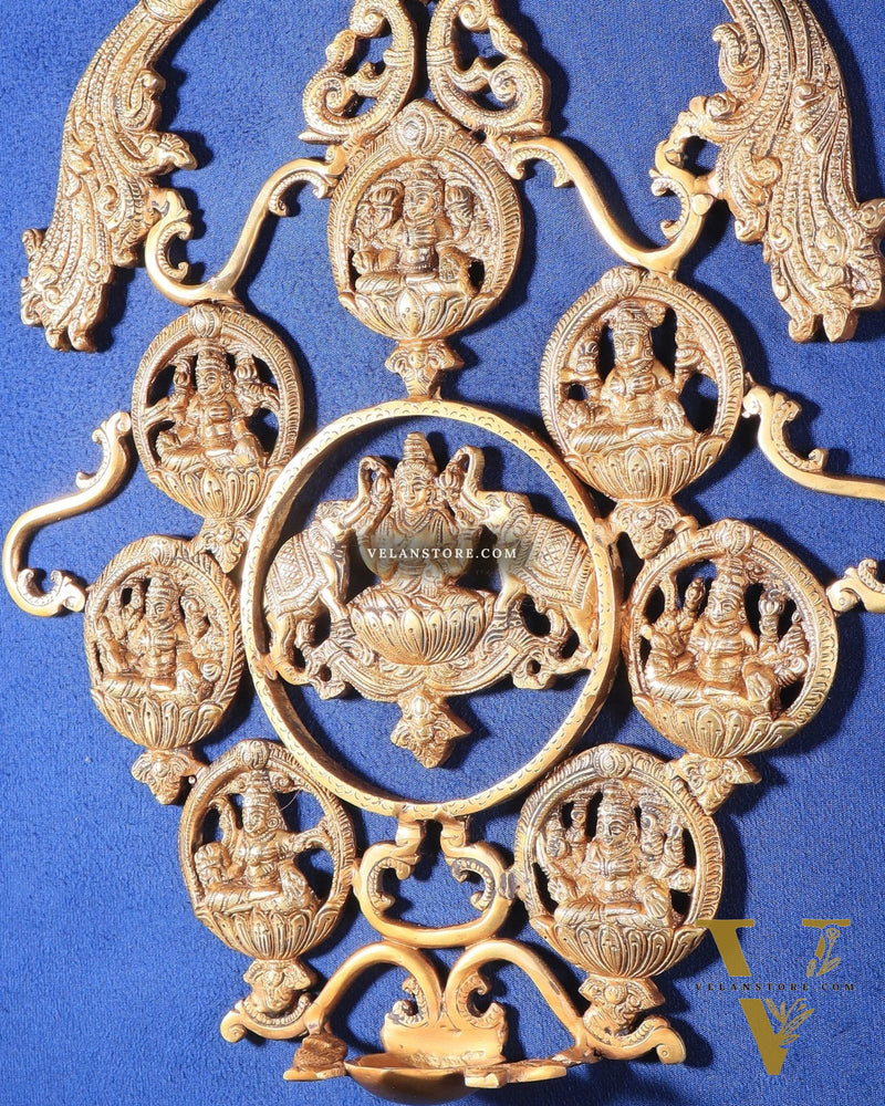 Brass Superfine Ashtalakshmi Wall Hanging Frame 18"