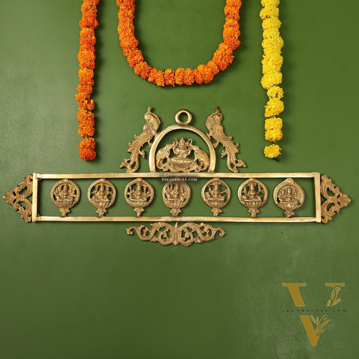 Brass Superfine Ashtalakshmi Wall Hanging Panel 30"