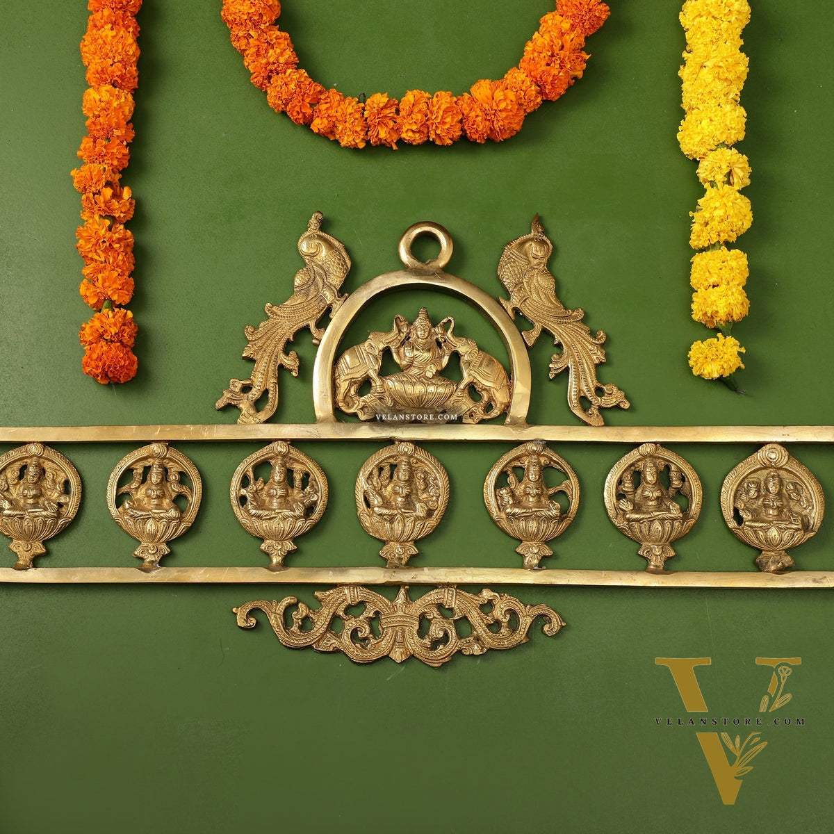 Brass Superfine Ashtalakshmi Wall Hanging Panel 30"