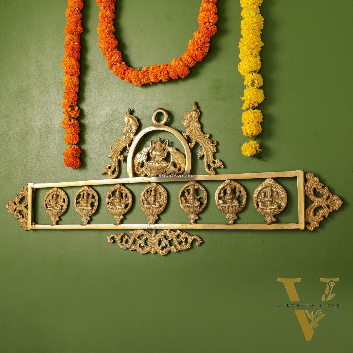 Brass Superfine Ashtalakshmi Wall Hanging Panel 30"