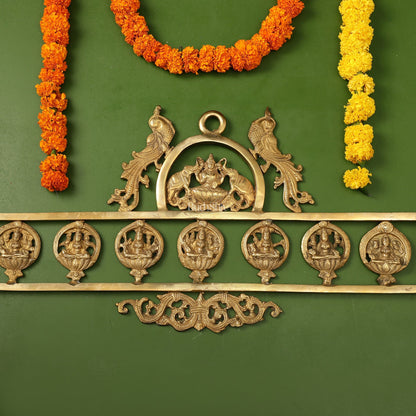 Brass Superfine Ashtalakshmi Wall Hanging Panel 30"