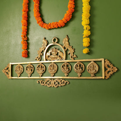 Brass Superfine Ashtalakshmi Wall Hanging Panel 30"